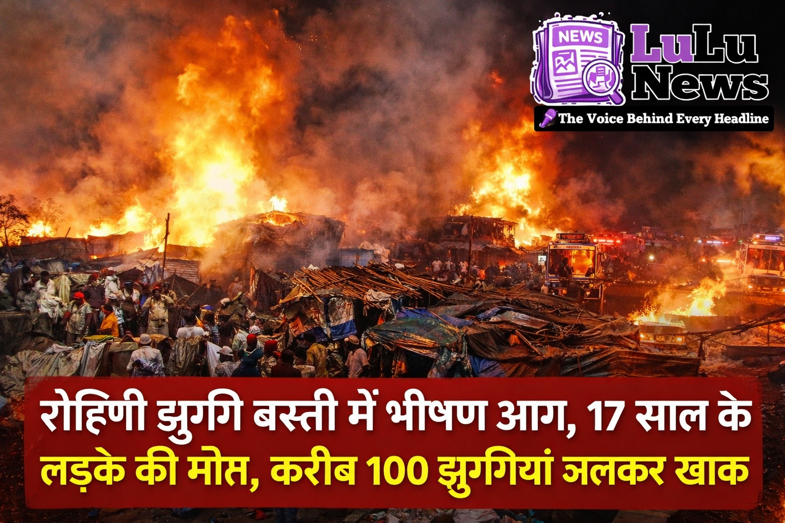 रोहिणी झुग्गी बस्ती में भीषण आग लगने से 17 साल के लड़के की मौत, करीब 100 झुग्गियां तबाह