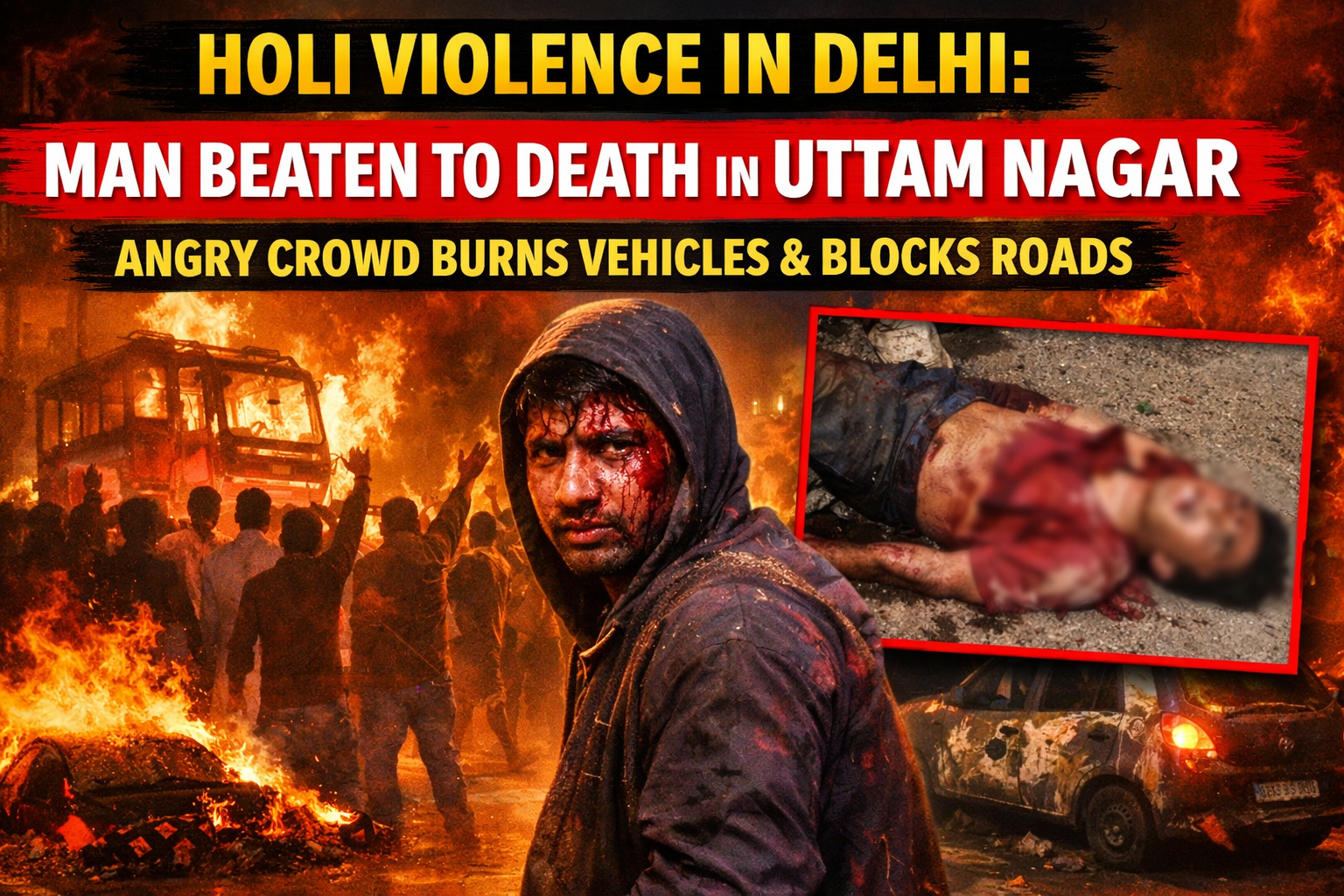दिल्ली के उत्तम नगर में होली के दिन मामूली बात पर हुई हिंसा,