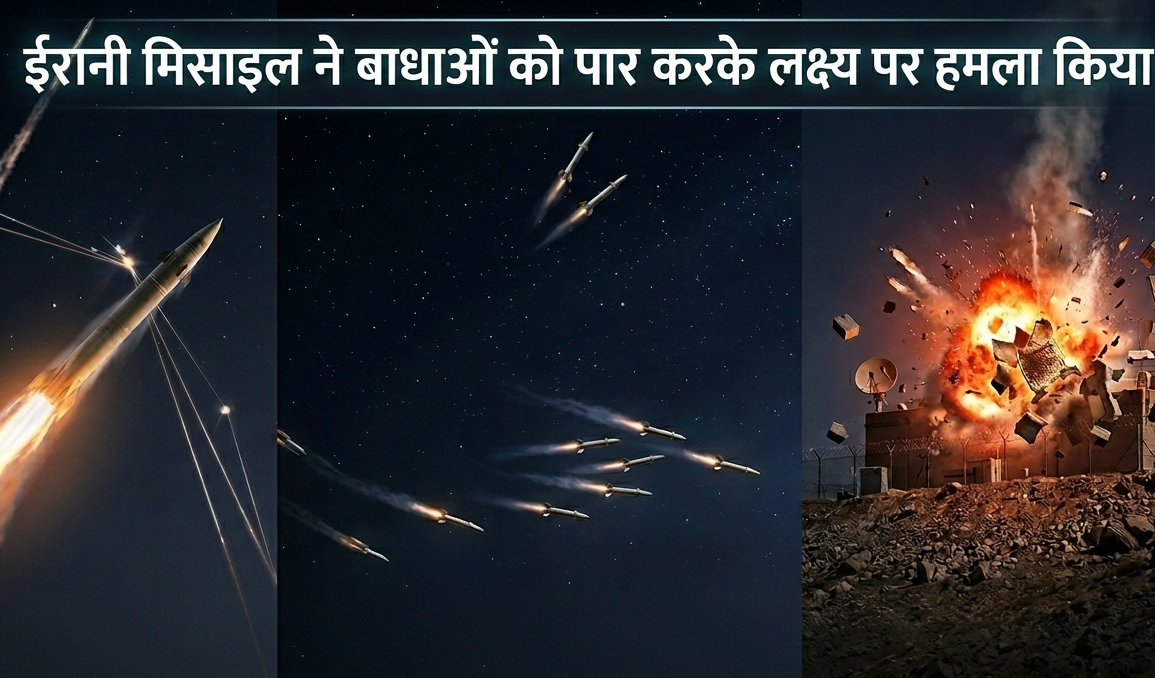 ईरानी मिसाइल ने बाधाओं को पार करके लक्ष्य पर हमला किया