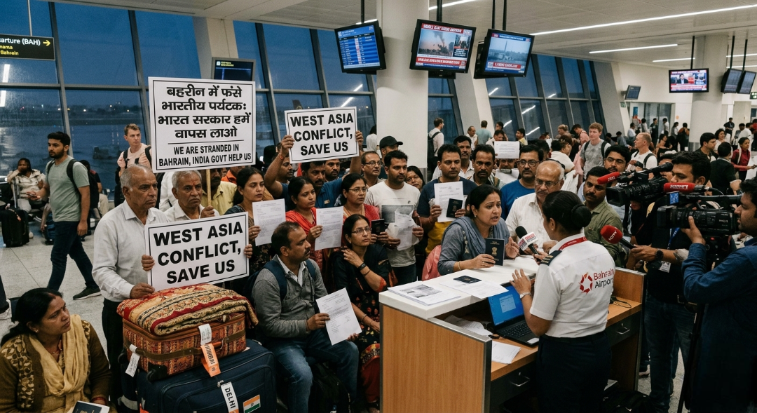 पश्चिम एशिया में बढ़ते संघर्ष के बीच बहरीन में फंसे भारतीय पर्यटक सरकार से मदद मांग रहे हैं।