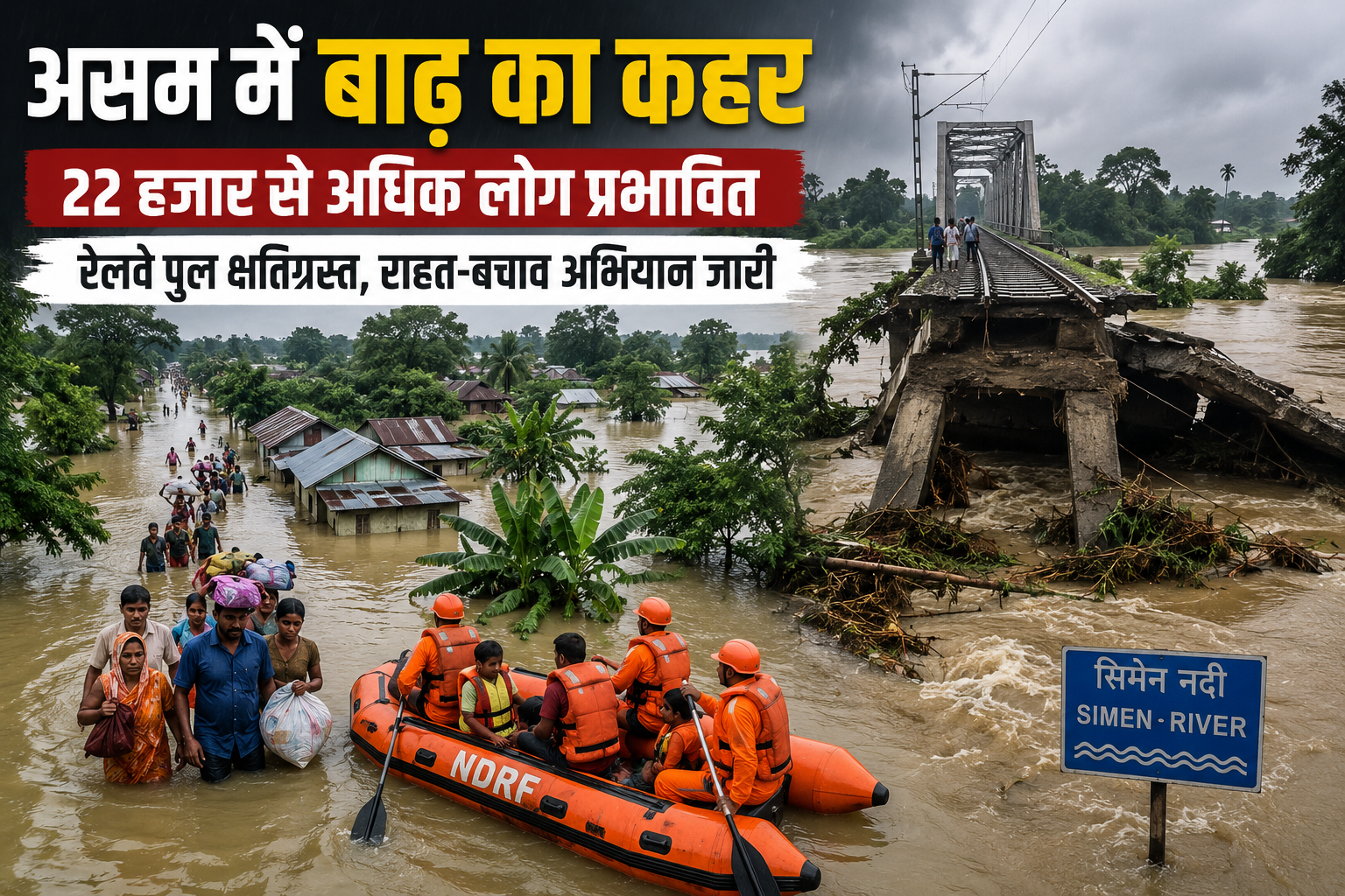 असम में बाढ़ का कहर, 22 हजार प्रभावित