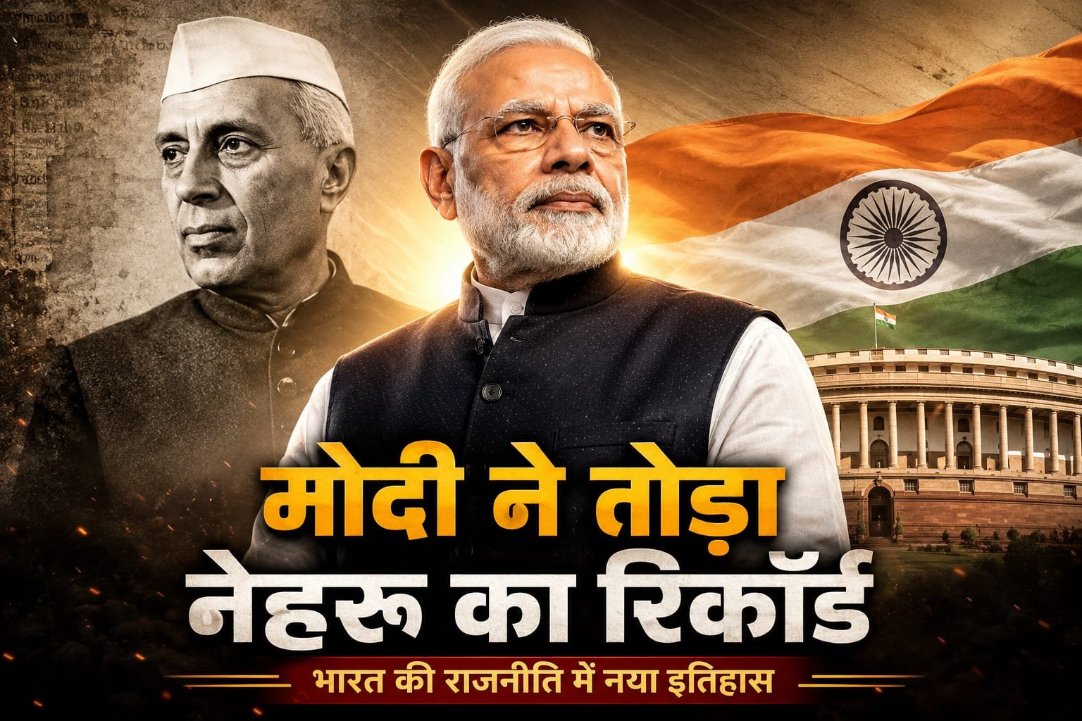 मोदी ने तोड़ा नेहरू का रिकॉर्ड: भारत की राजनीति में ऐतिहासिक पल